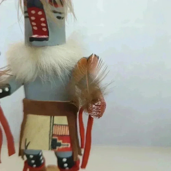 Vtg Navajo kachina doll 8" Gray Wolf  handmade hand painted signed - Picture 9 of 10